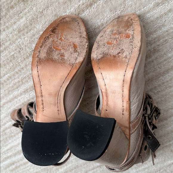 FREEBIRD by Steven Tali Strappy Women's Heeled Boots Booties Taupe Size 7 - Picture 15 of 17